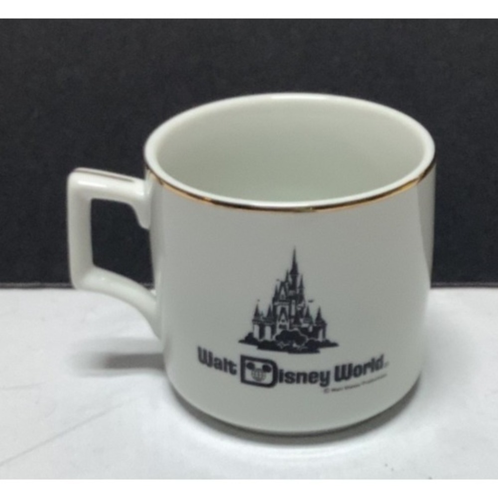Vintage Walt Disney World Black Gold Rim Japan Ceramic Coffee Mug